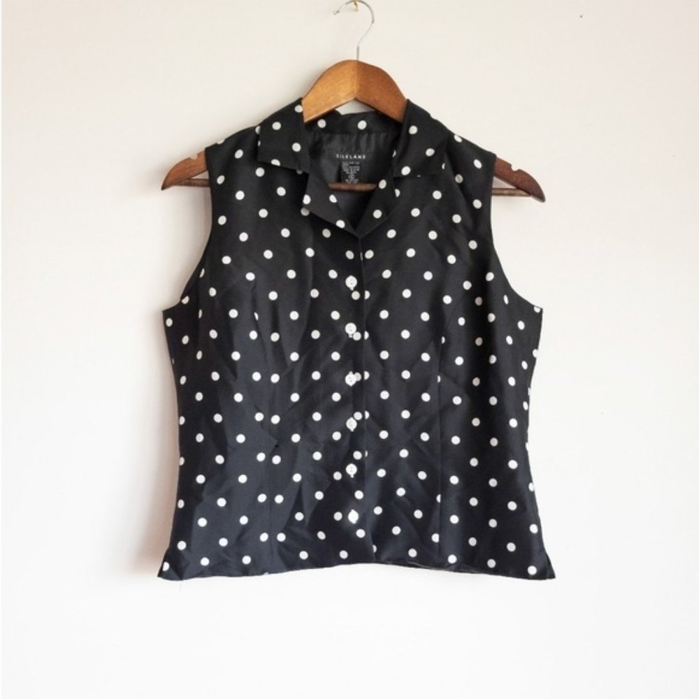 Vintage SILKLAND Black & White POLKA Dot B…